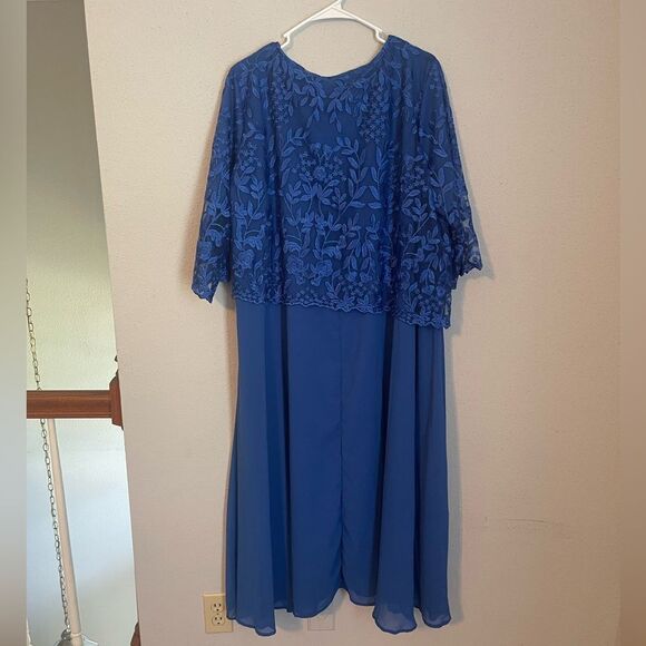 Women’s Blue Flowy Sheer Floral Top Dress Size 2X - Picture 3 of 4